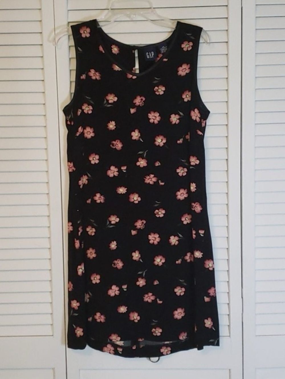 GAP Black Midi Dress with Pink Floral Pattern